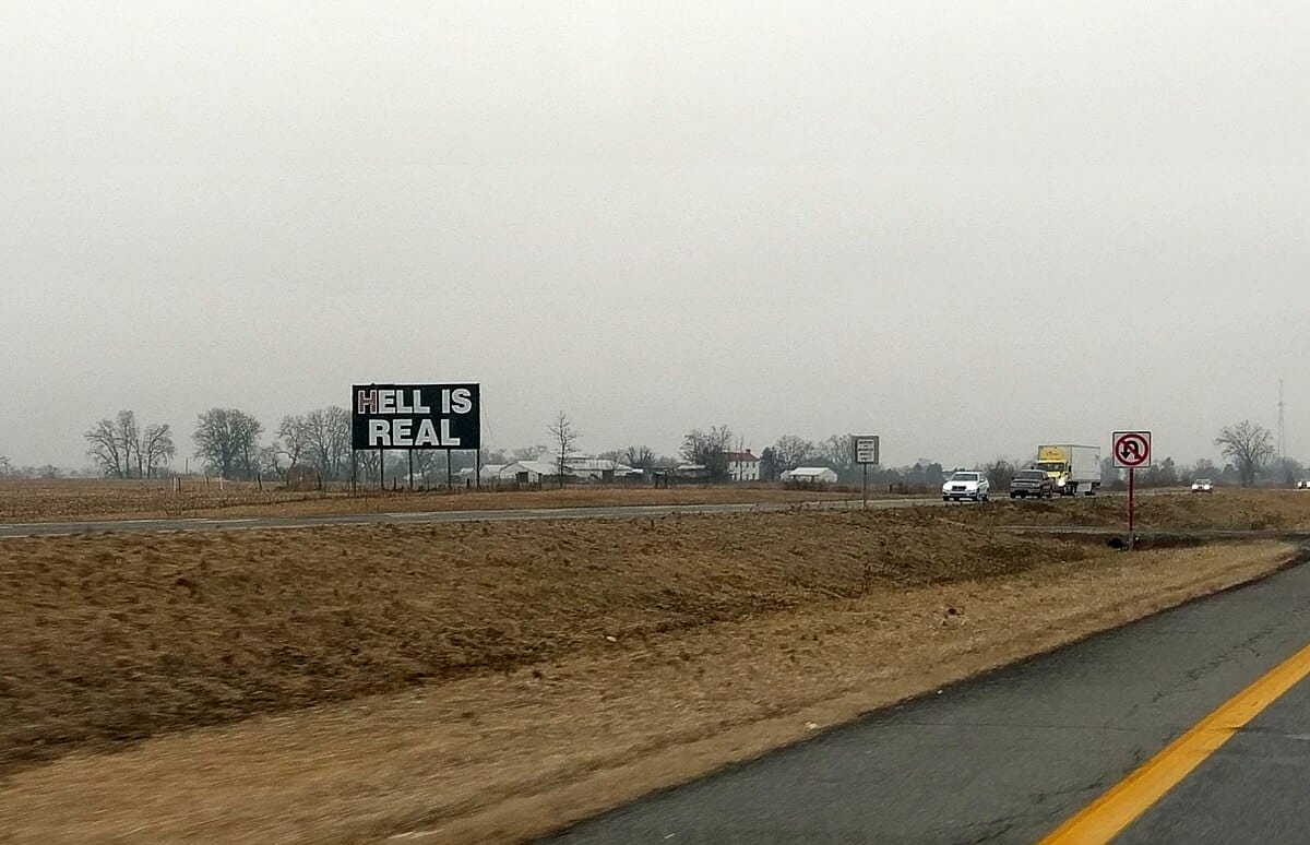 The "Hell is Real" sign on I-71 in Ohio