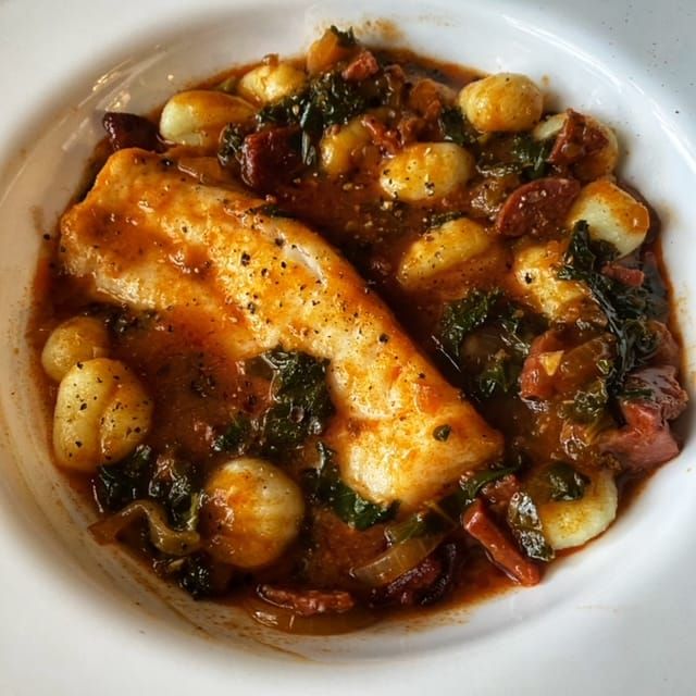 RECIPE: Cod with Chorizo, Kale and Gnocchi