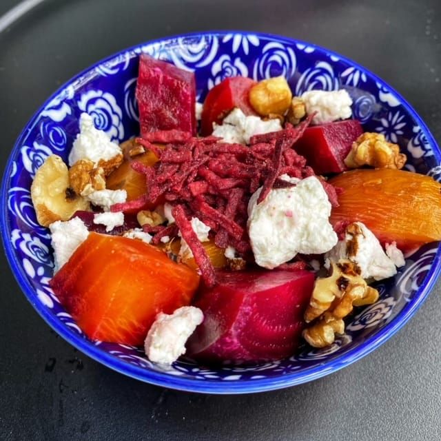 RECIPE: Roasted Beet and Goat Cheese Salad with Strawberry-Balsamic Vinaigrette