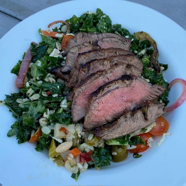 RECIPE: Steak Salad with Kale, White Beans, Barley and Tomatoes