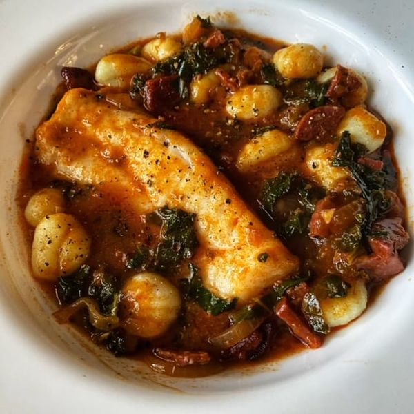 RECIPE: Cod with Chorizo, Kale and Gnocchi