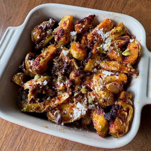 RECIPE: Brussels Sprouts with ‘Nduja, Lemon, Pistachios and Parm