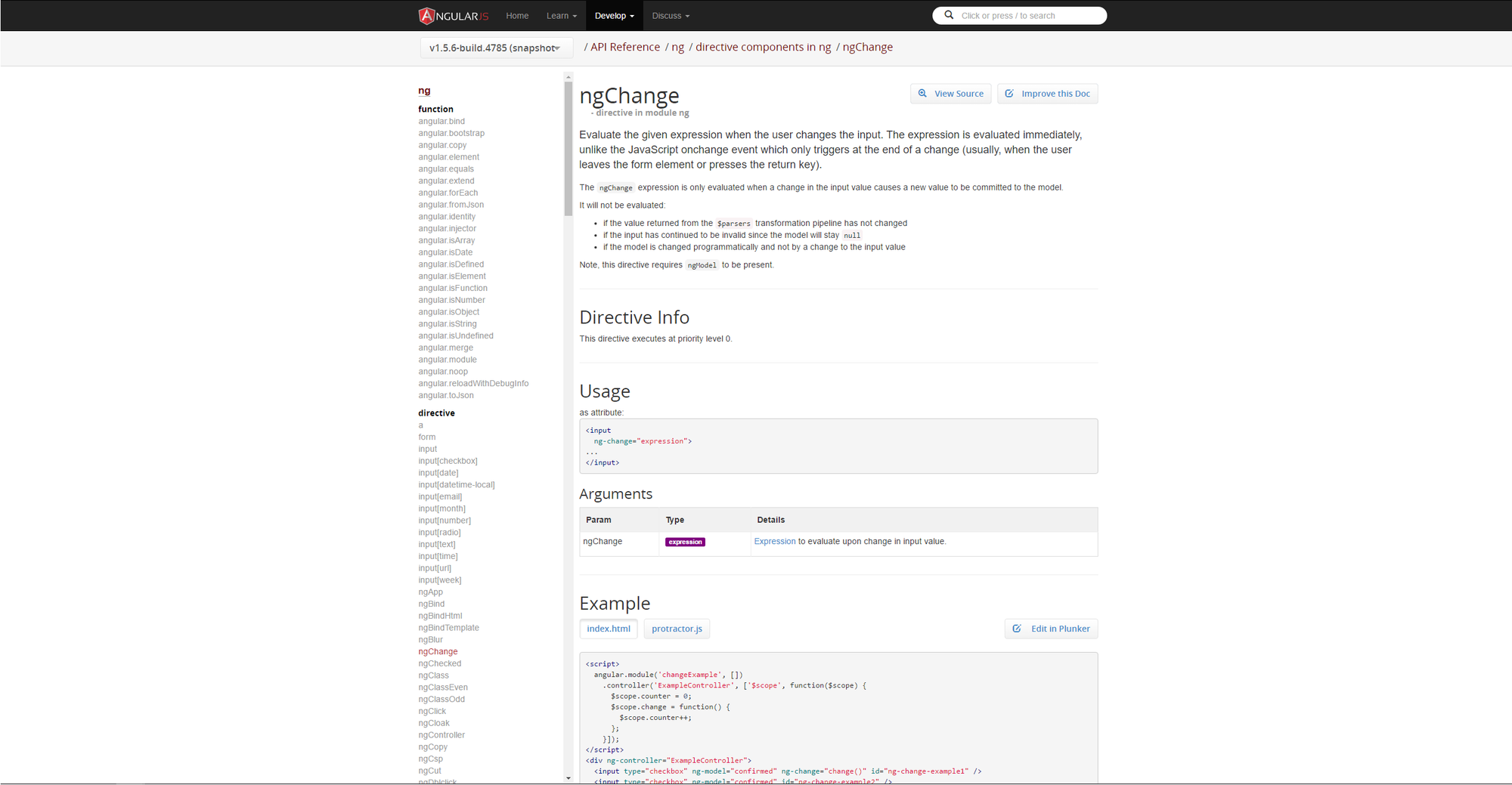 AngularJS ng-change event is not defined in Firefox