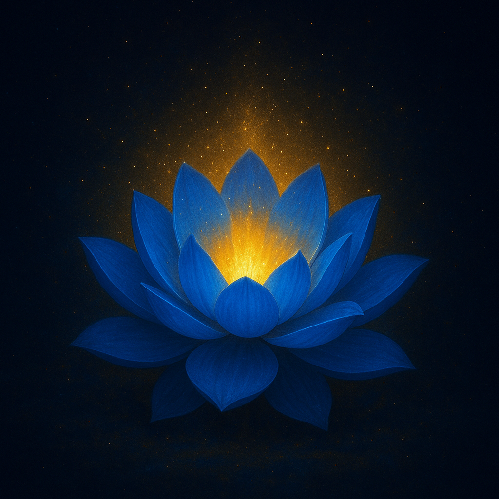 Modri lotus v zlati svetlobi – sanje, razodetje in nova Zemlja