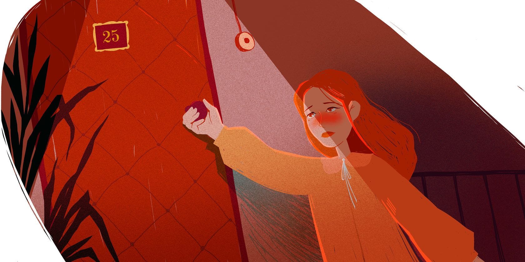 Иллюстрация того, как сестра Алины пришла домой, ей не открыли и она ушла, сама Алина боялась пить, а потом начала выпивать