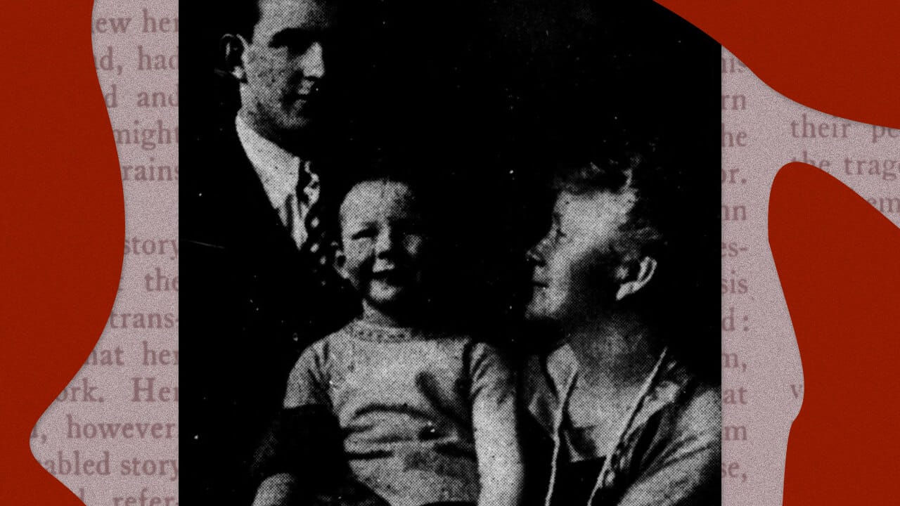 Family of Mary Reed. From left to right: her brother, her son, her mother.