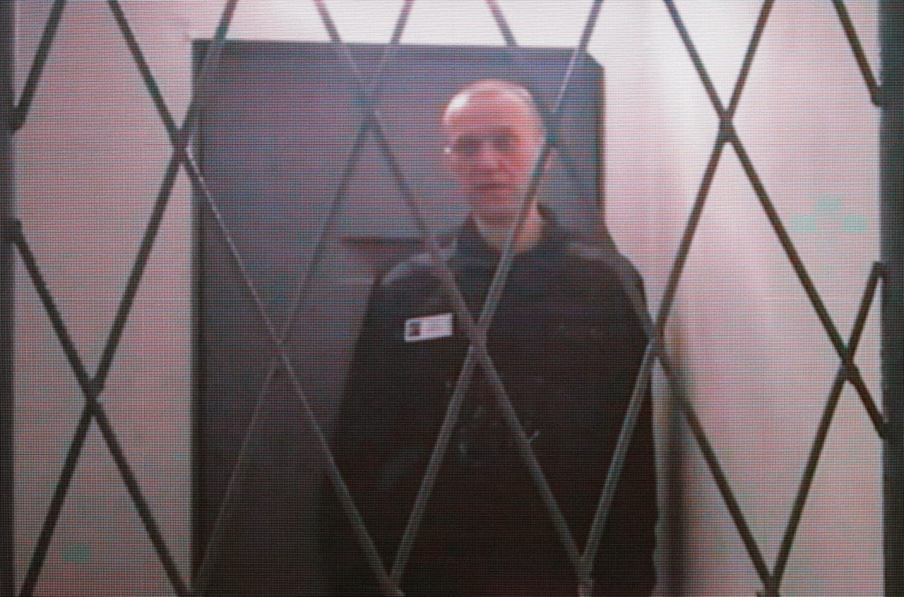 Алексей Навальный на удаленной связи в ходе заседания Верховного суда. 11 января 2024.