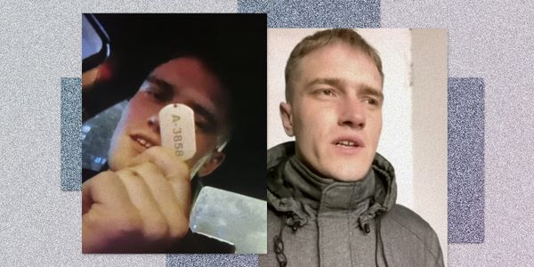 Коллаж из двух фото, на обоих Андрей Медведев — бывший боец ЧВК Вагнера