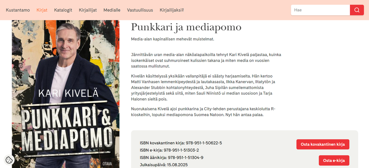 Kari Kivelä: Punkkari ja mediapomo – rohkea muistelmateos median kulissien takaa