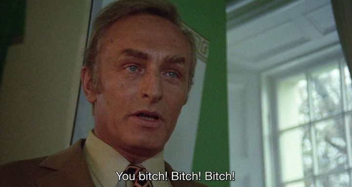 Man's face with subtitles