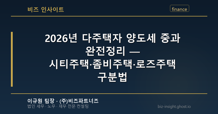 2026년 다주택자 양도세 중과 완전정리 — 시티주택·좀비주택·로즈주택 구분법