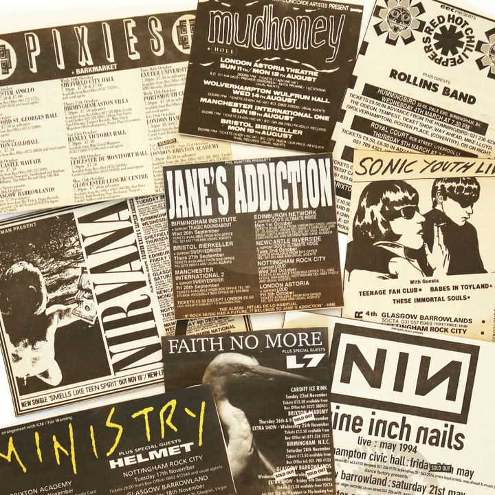 A mix of band zines for Ministry, NIN, Faith no more, Nirvana, Janes Addition among them (punk bands)