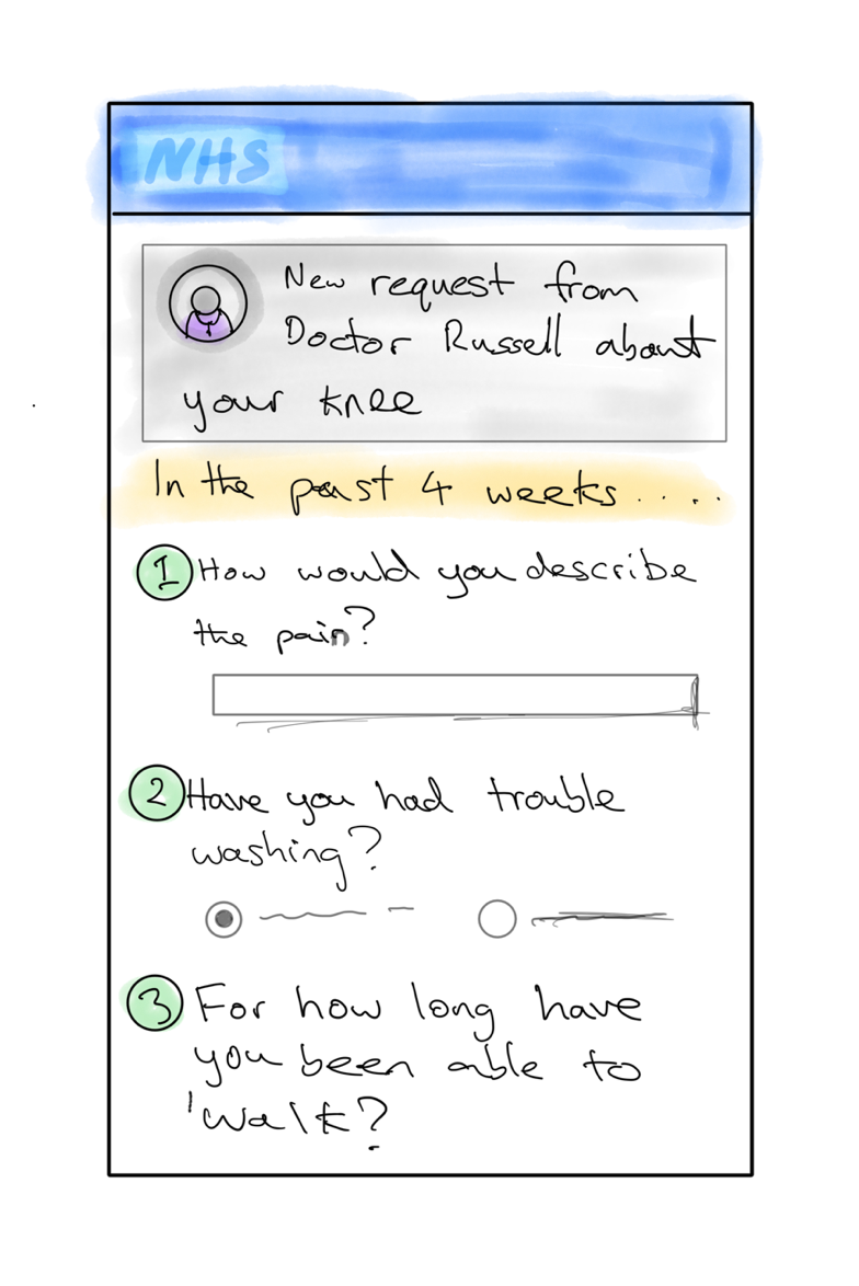 A web form for reporting knee pain
