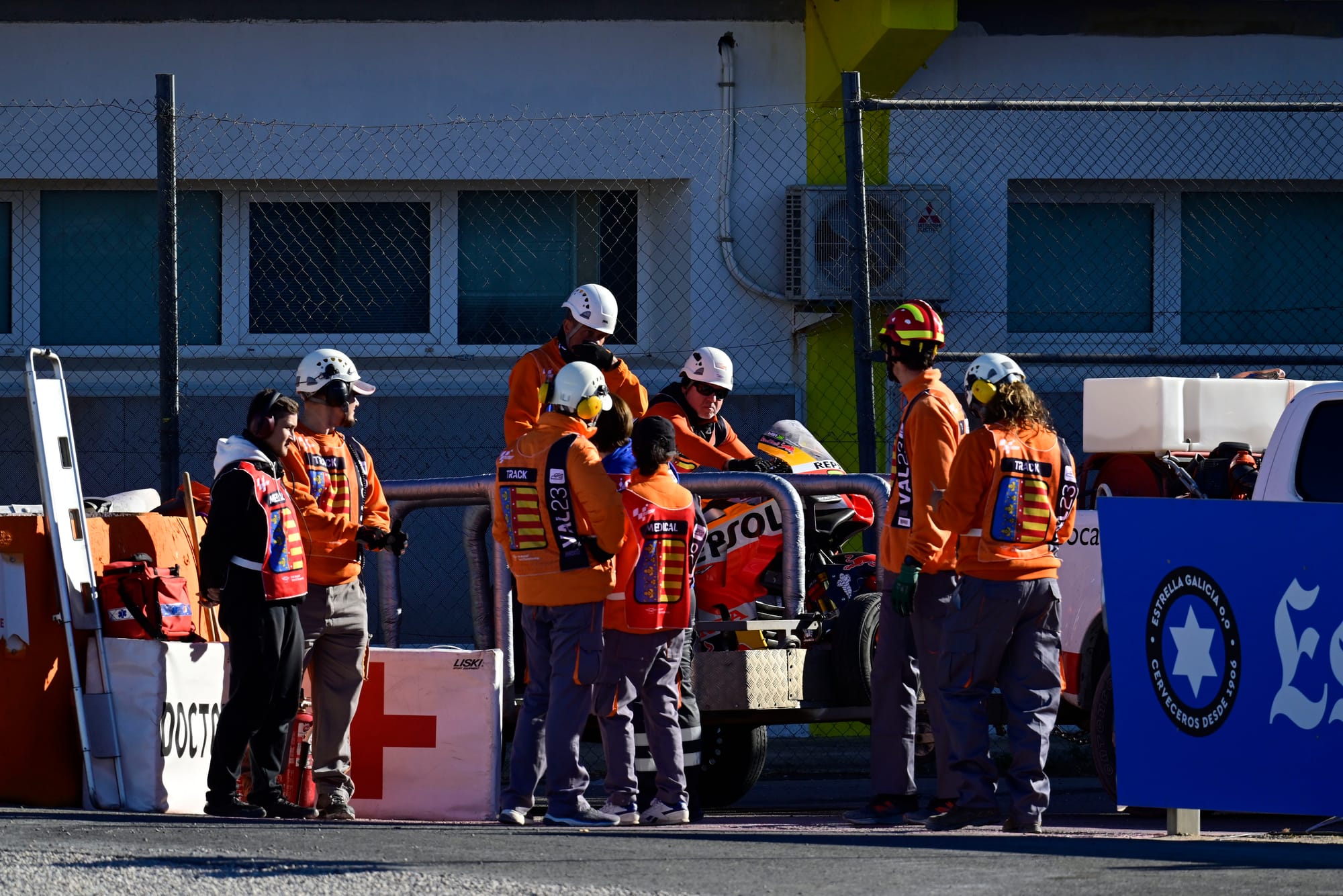 Joan Mir's crashed Honda MotoGP bike in Valencia