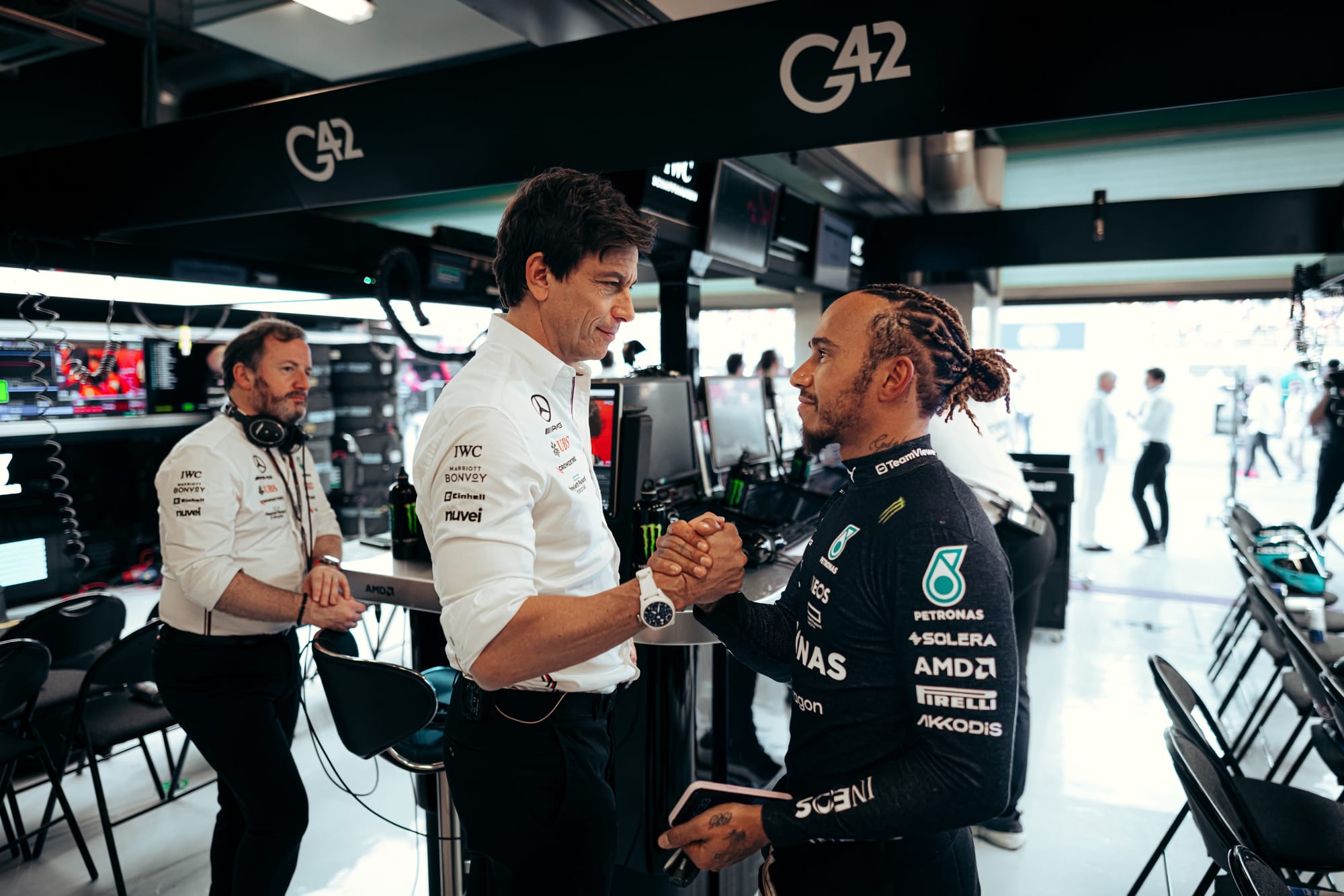Toto Wolff and Lewis Hamilton, Mercedes, F1