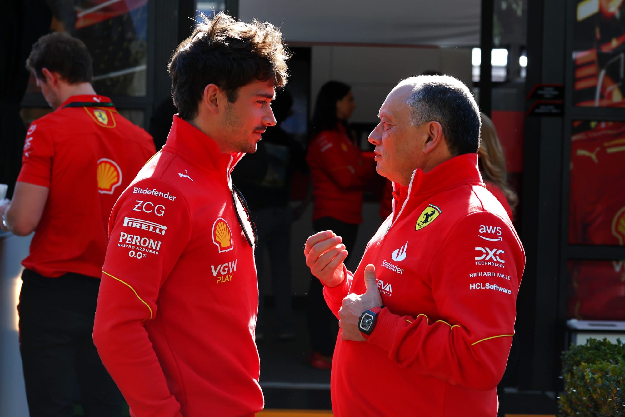 Charles Leclerc and Fred Vasseur, Ferrari, F1