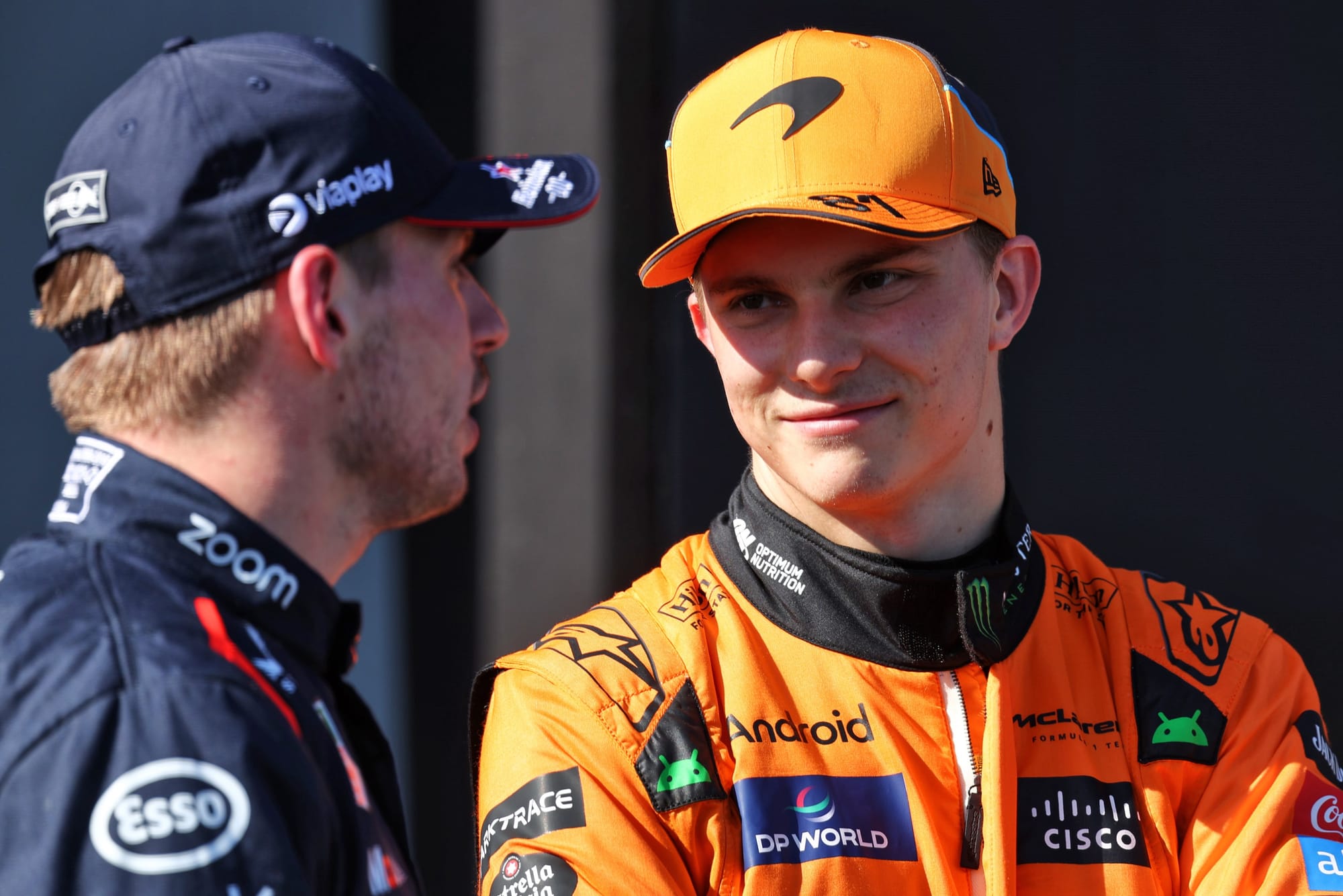 Max Verstappen, Red Bull, and Oscar Piastri, McLaren, F1