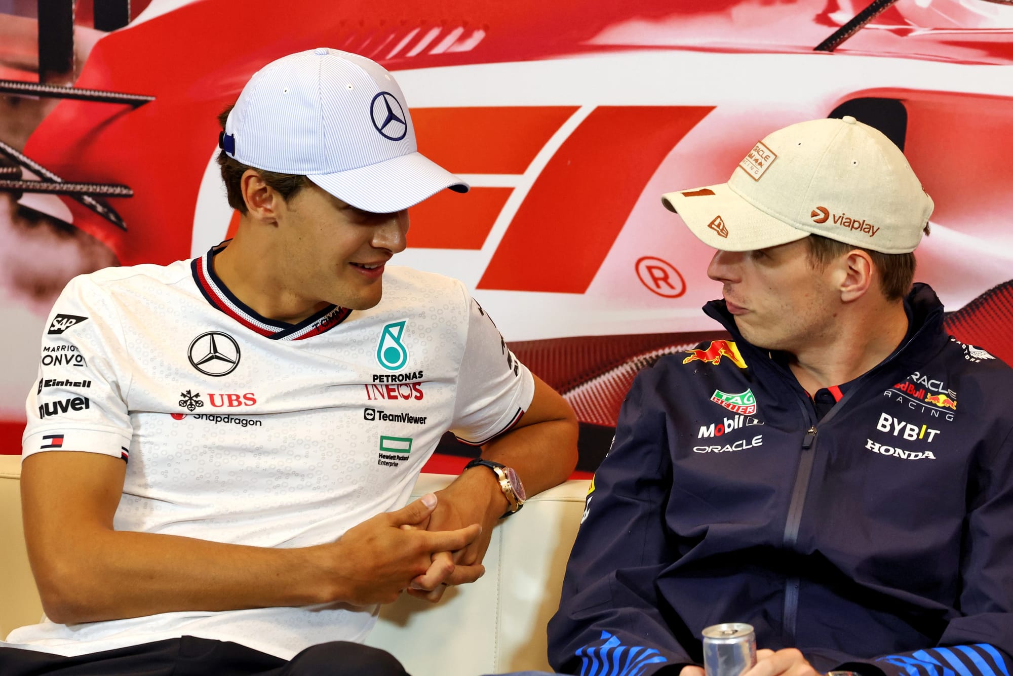 George Russell and Max Verstappen, F1