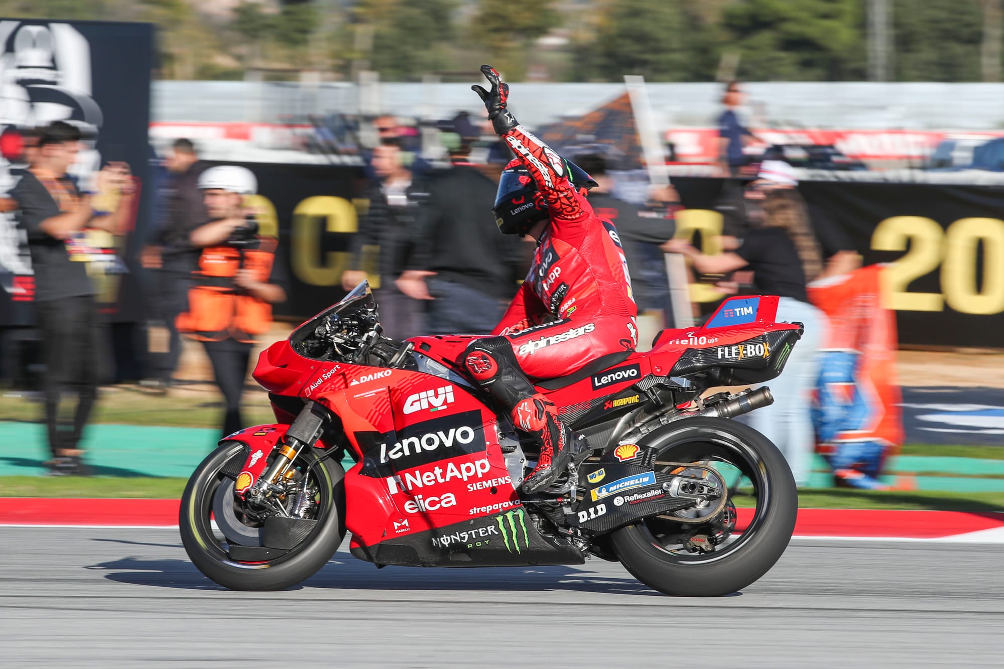 Pecco Bagnaia after winning the Solidarity Grand Prix