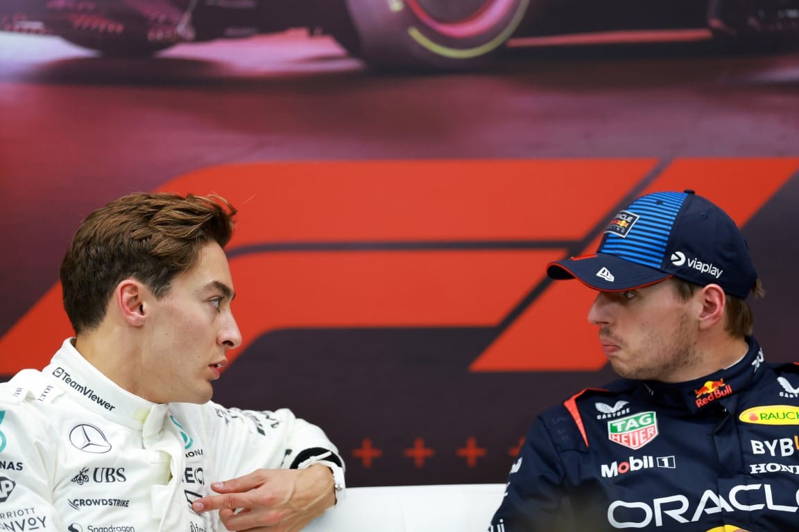 George Russell and Max Verstappen, F1