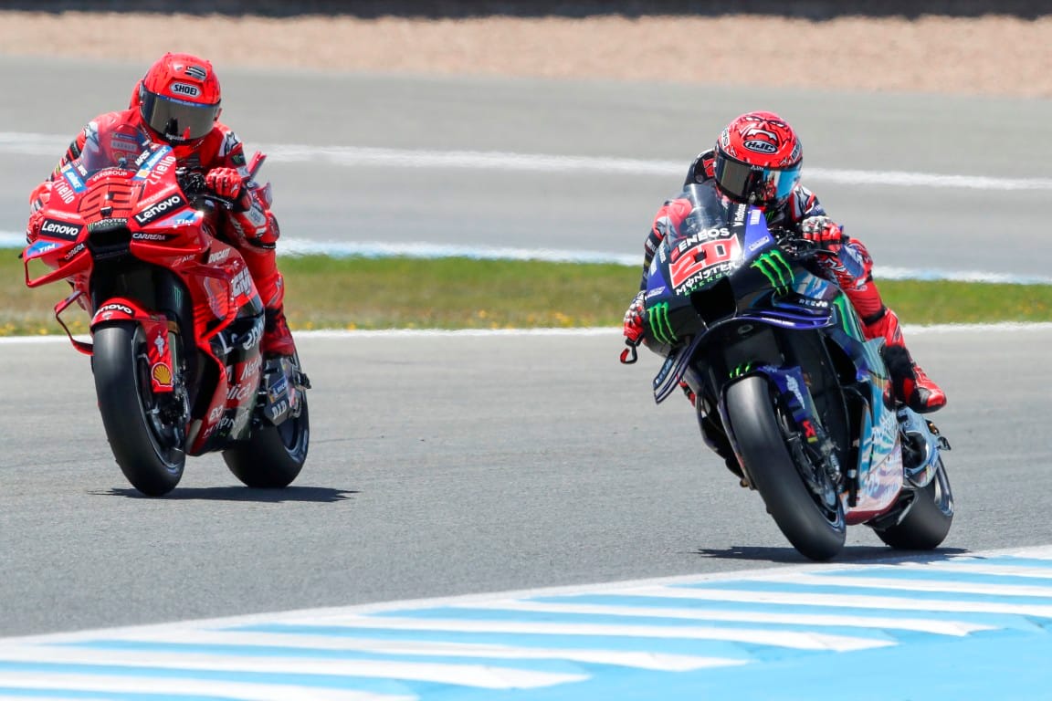 Fabio Quartararo, Yamaha, and Marc Marquez, Ducati, MotoGP