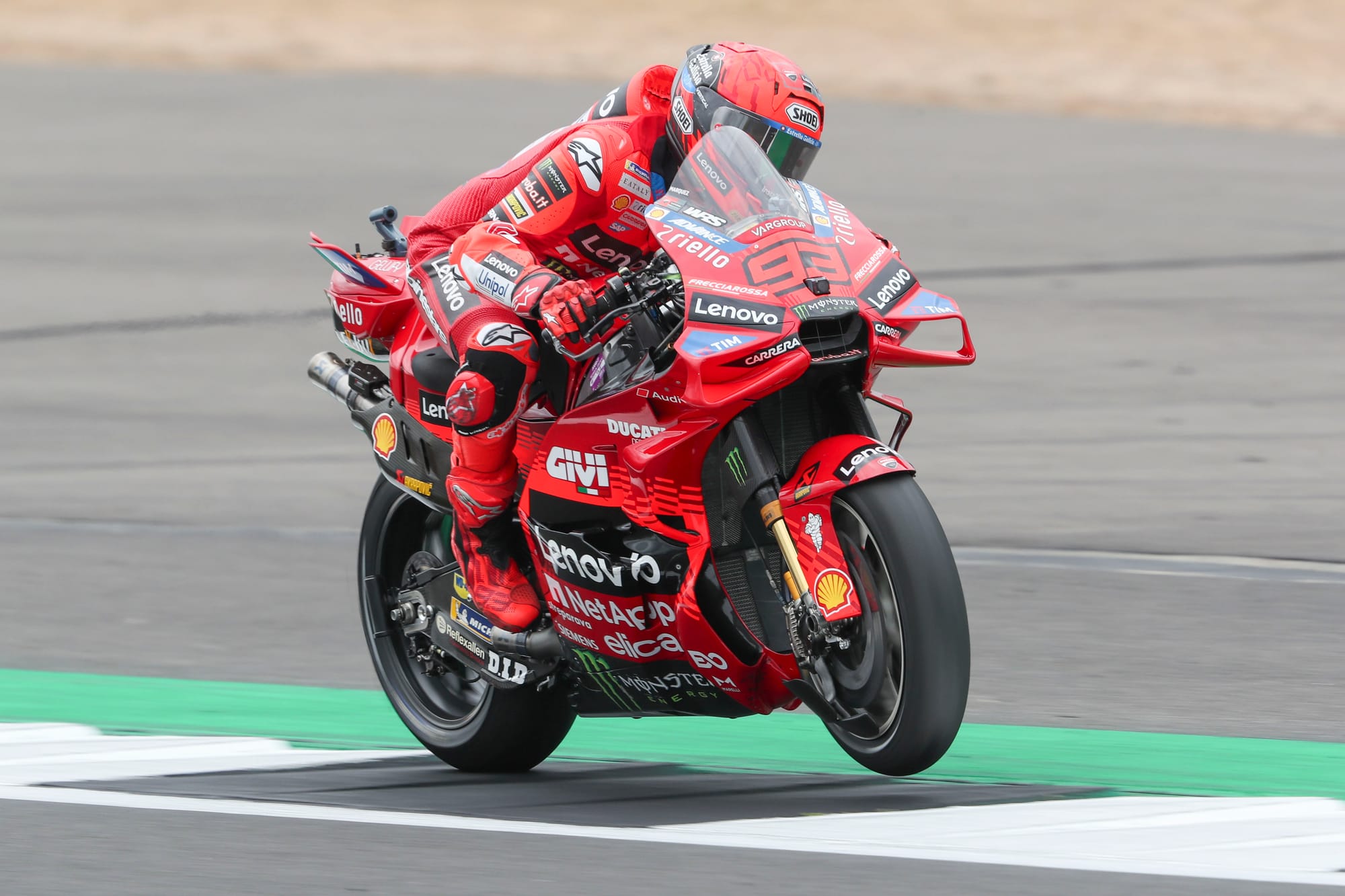 Marc Marquez rides at Silverstone Circuit