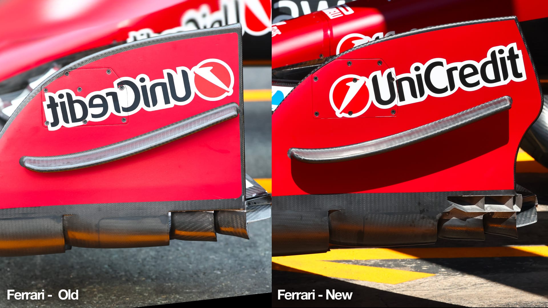 Ferrari F1 front wing comparison