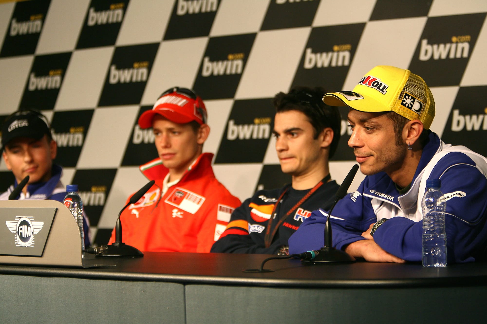 Jorge Lorenzo, Casey Stoner, Dani Pedrosa and Valentino Rossi in 2008