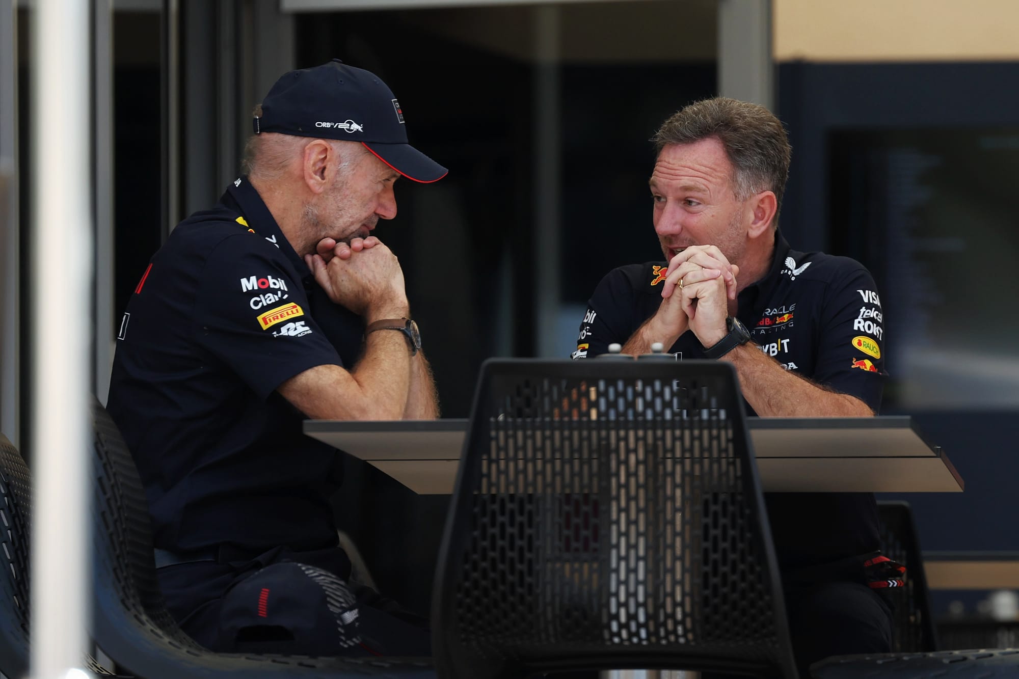 Adrian Newey and Christian Horner in early 2024