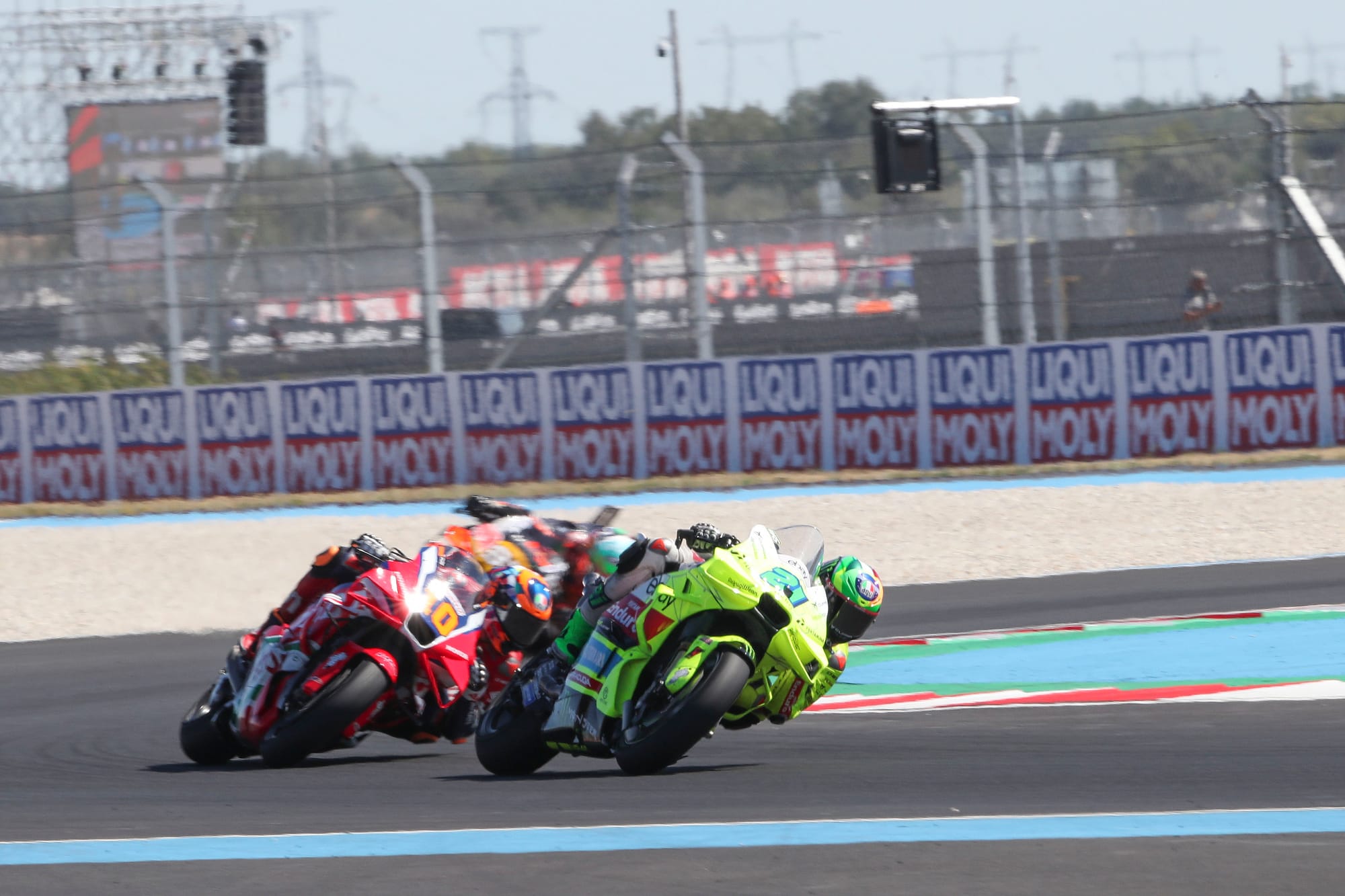 Franco Morbidelli, VR46 Ducati, leads Luca Marini, Honda, Balaton MotoGP 2025