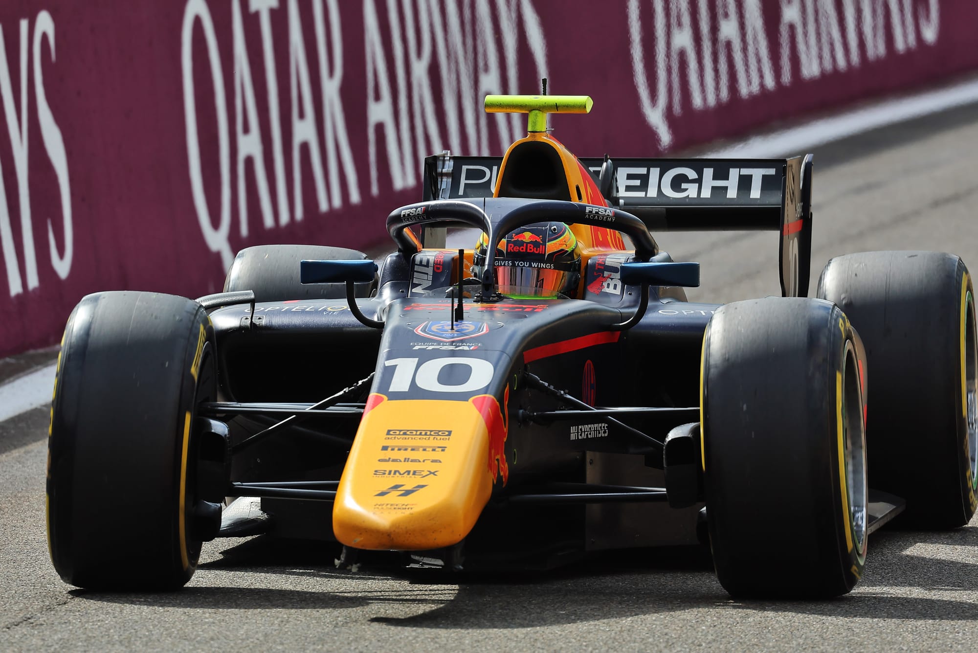 Isack Hadjar with damage during the 2023 Formula 2 season