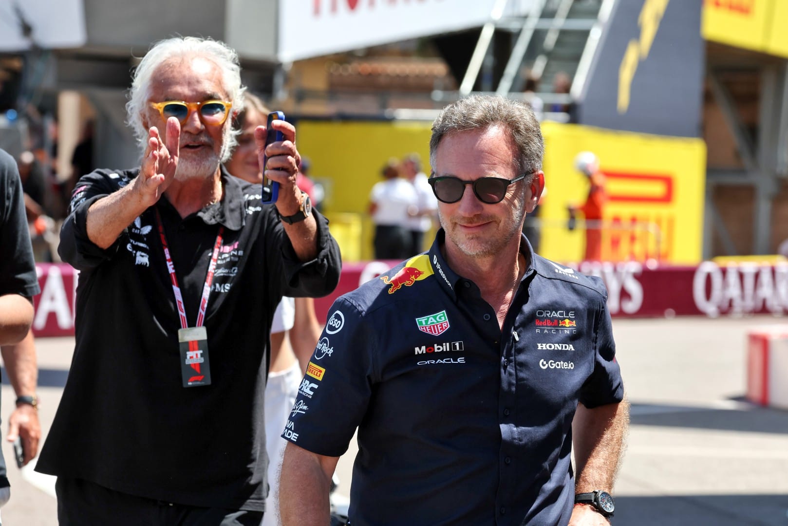 Flavio Briatore, Alpine, and Christian Horner, Red Bull, F1