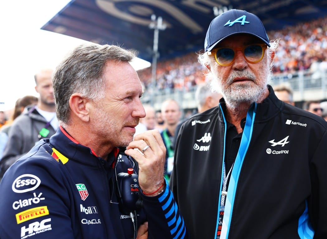 Christian Horner, Red Bull, and Flavio Briatore, Alpine, F1
