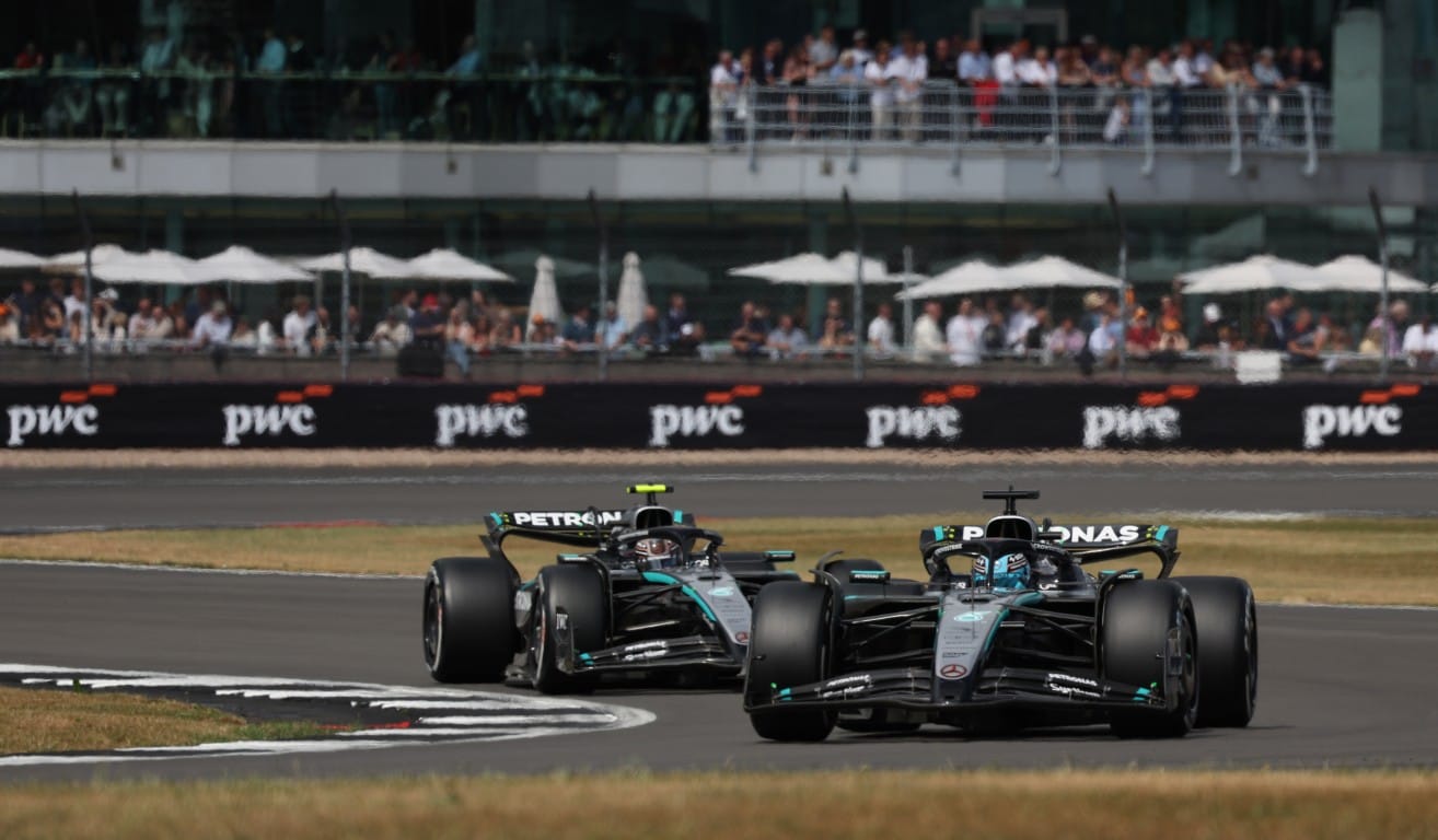 George Russell and Kimi Antonelli, Mercedes, F1