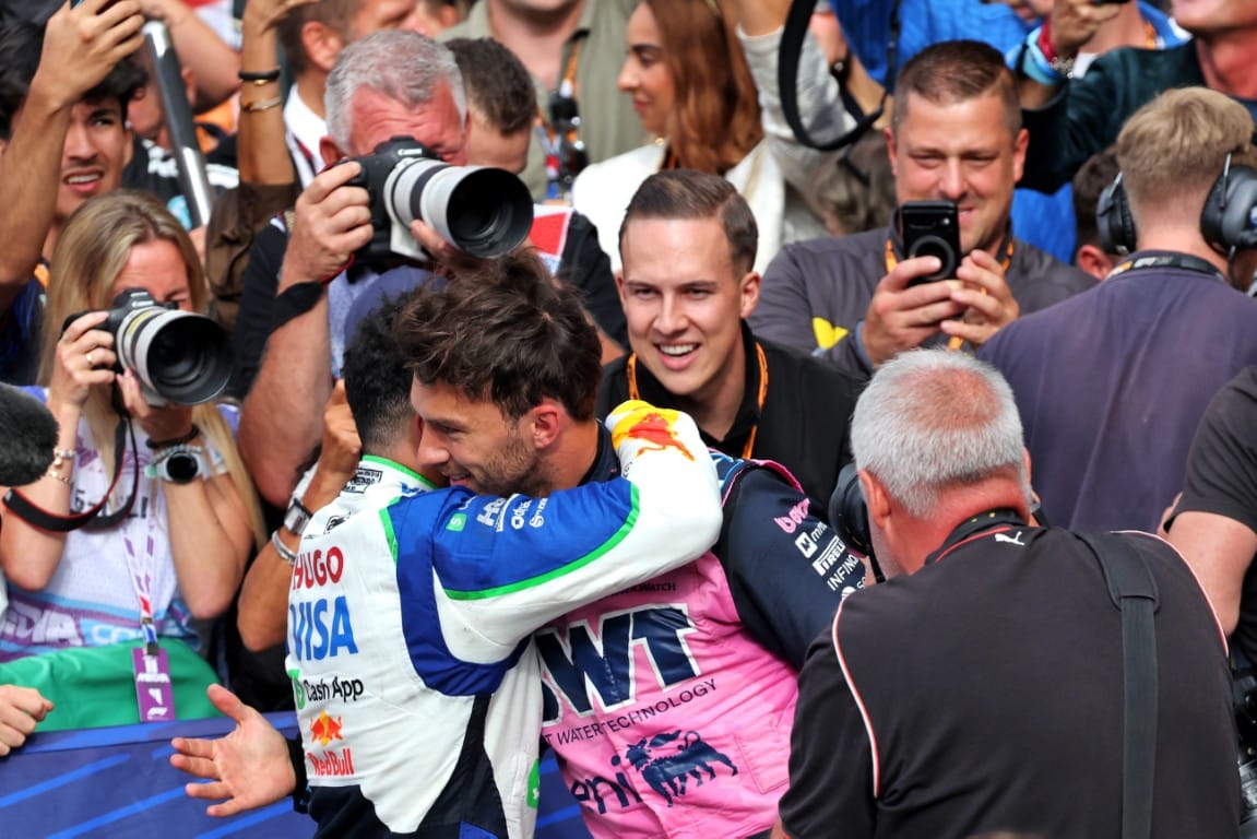 Isack Hadjar, Racing Bulls, and Pierre Gasly, Alpine, F1