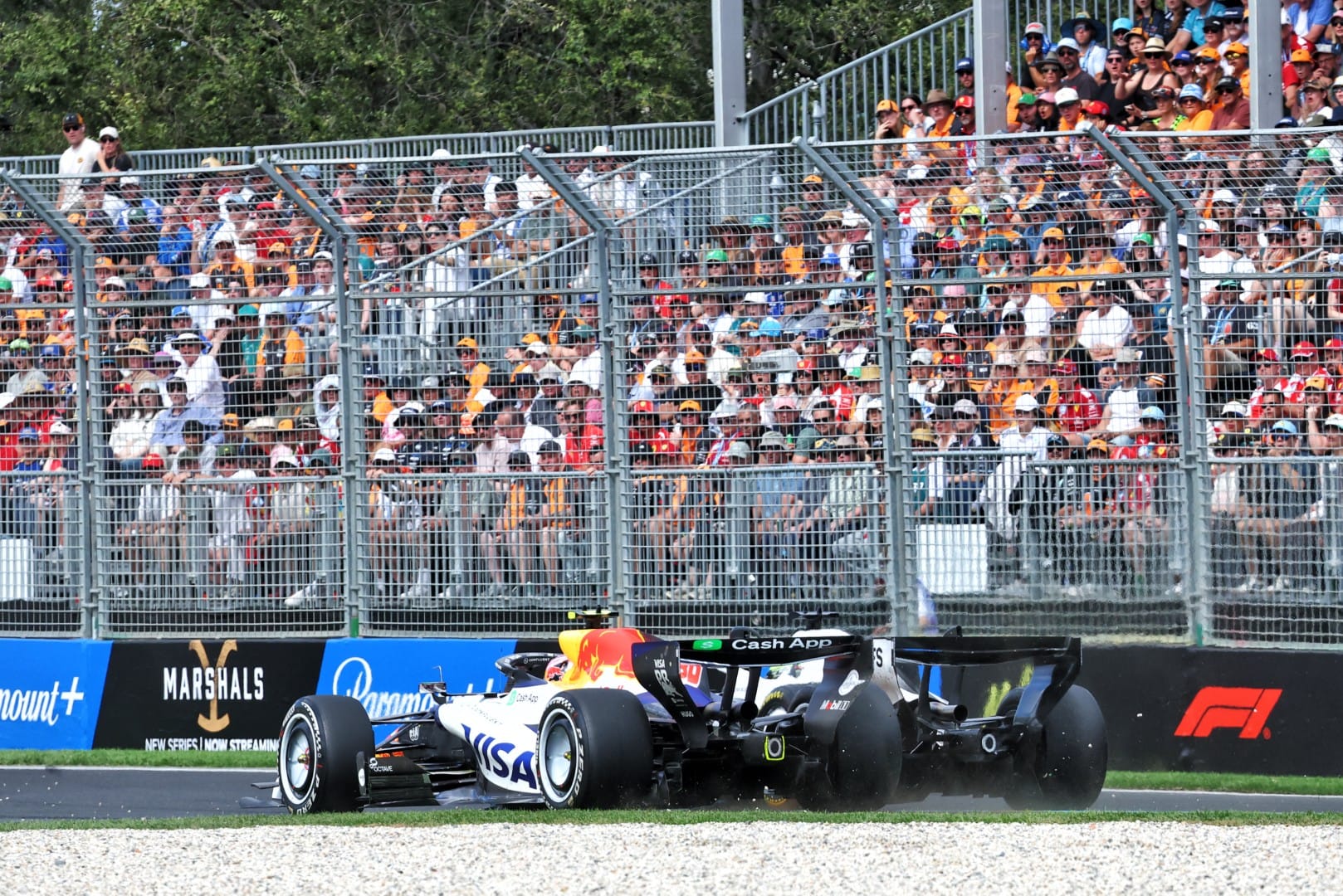 Sergio Perez, Cadillac, and Liam Lawson, Racing Bulls, F1