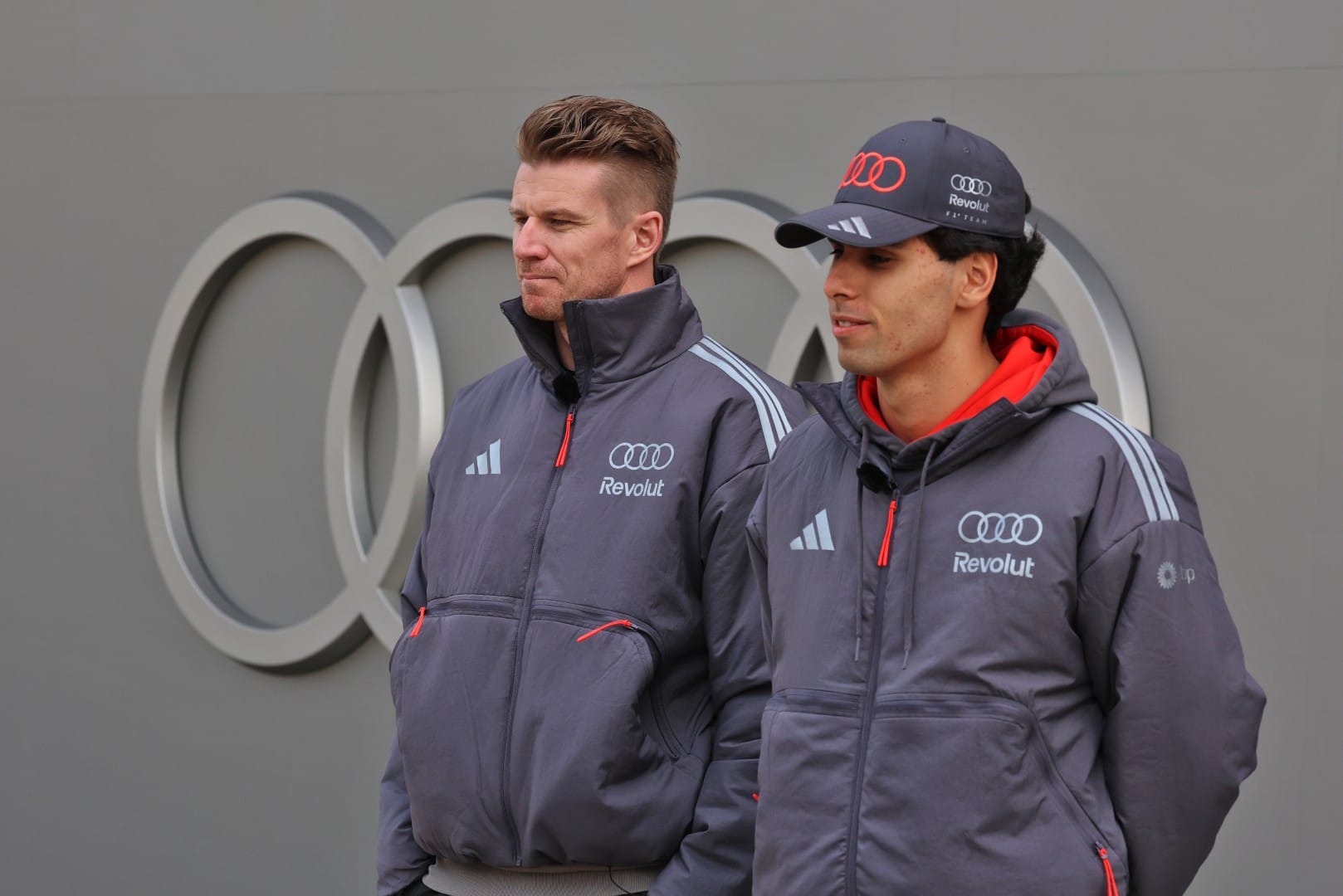 Nico Hulkenberg and Gabriel Bortoleto, Audi, F1