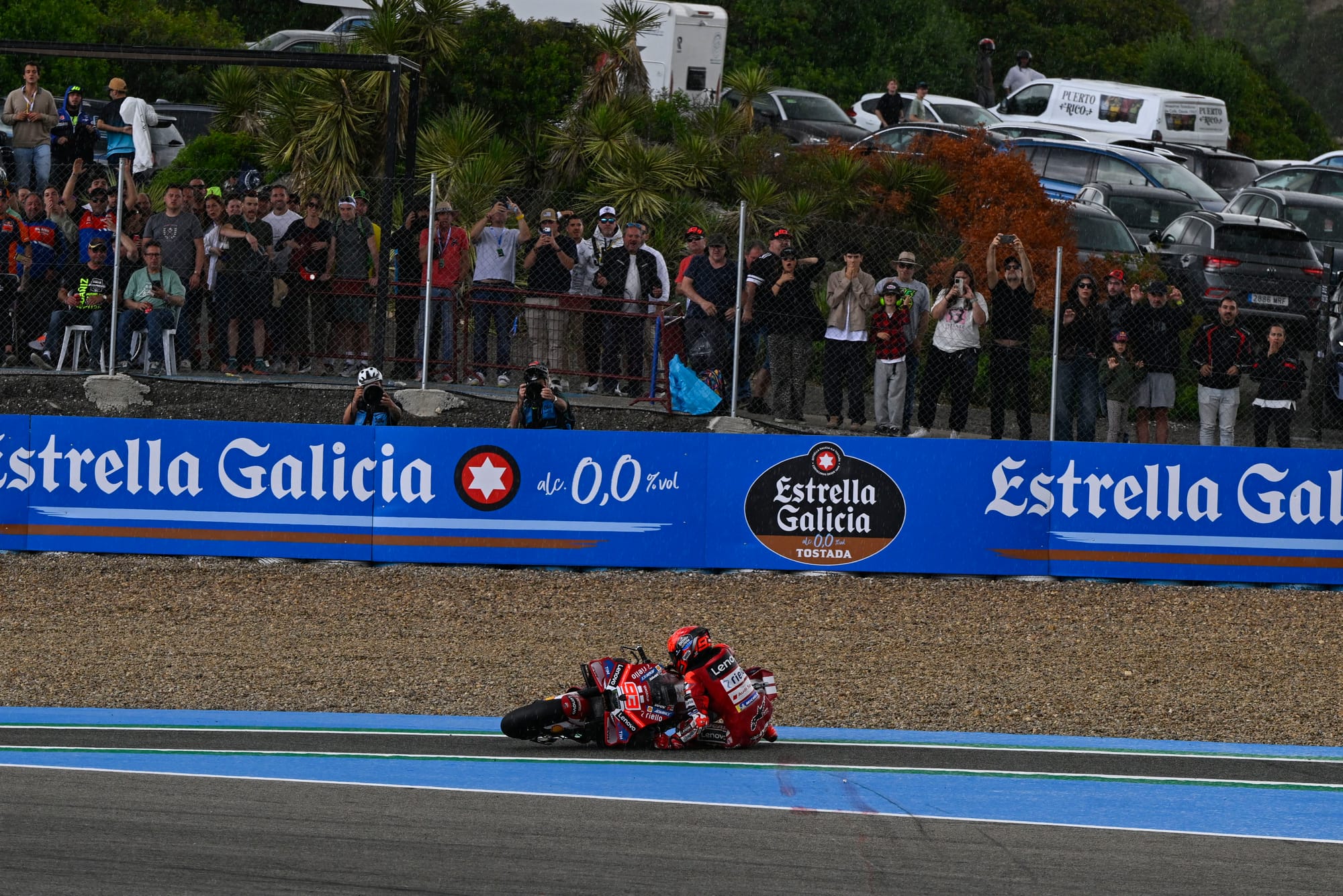 Marquez wins mad Jerez MotoGP sprint despite crashing