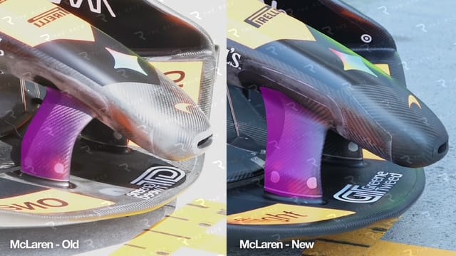 Gary Anderson on the front wing McLaren had to remove