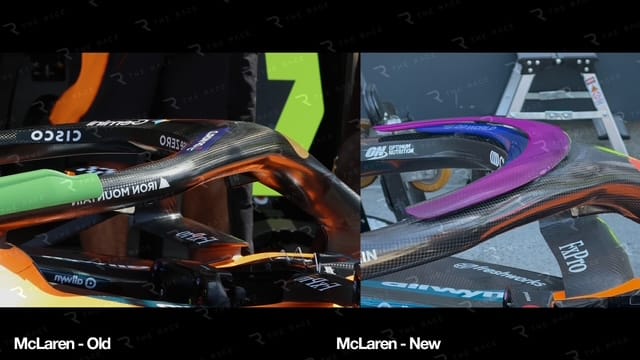 Gary Anderson on the front wing McLaren had to remove