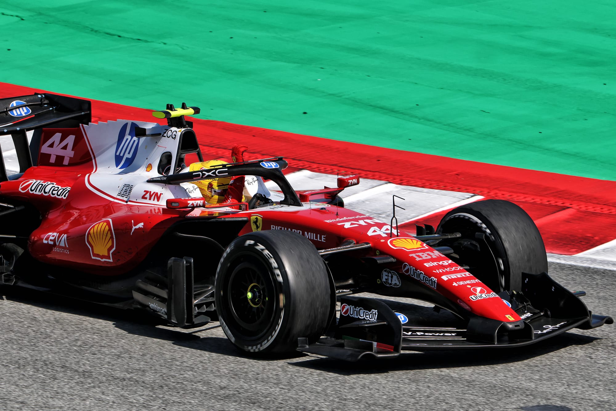 Hamilton takes first Ferrari win as Russell wilts & Antonelli retires
