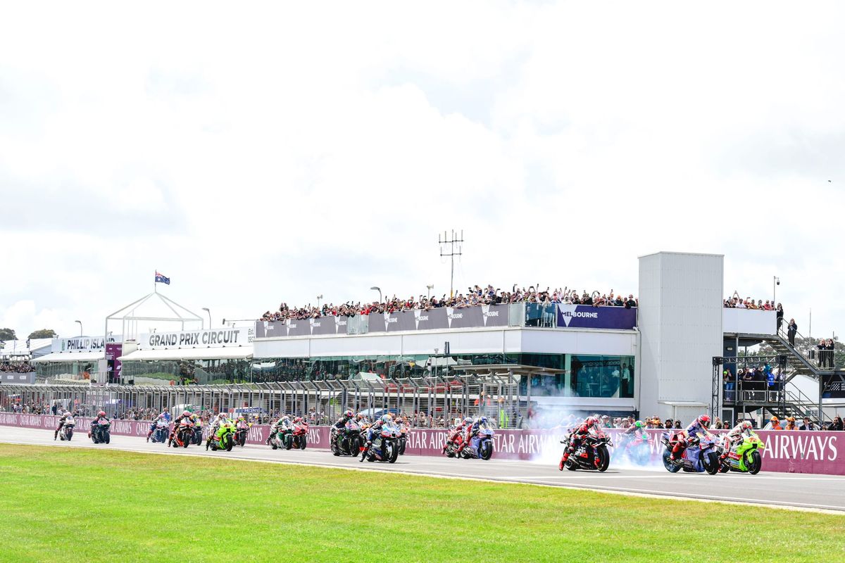 The start of MotoGP's Australian Grand Prix at Phillip Island