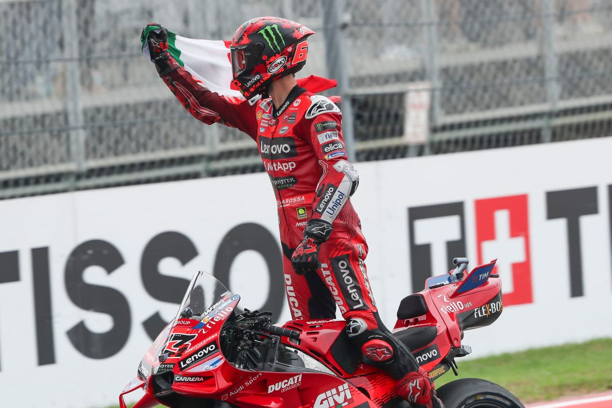 Bagnaia wins after Marquez shunt and aborted start controversy