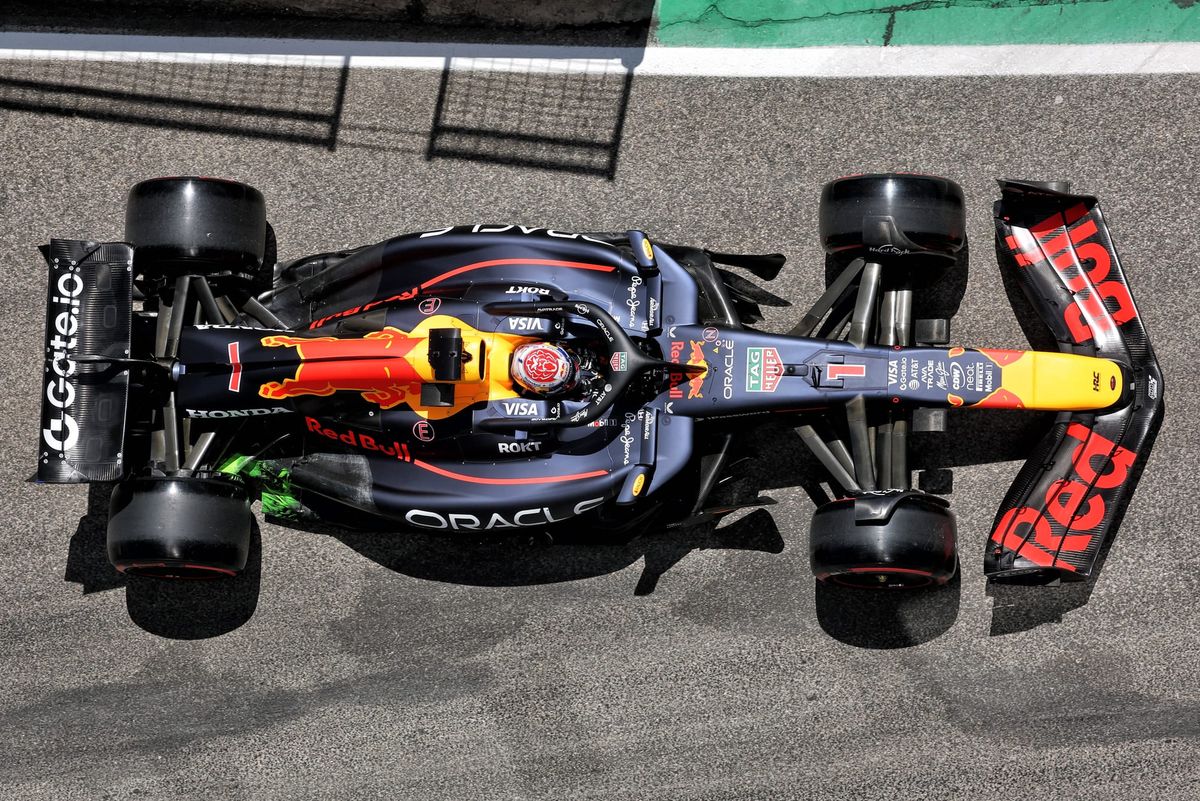Max Verstappen in the upgraded Red Bull RB21 during the 2025 Emilia Romagna Grand Prix at Imola