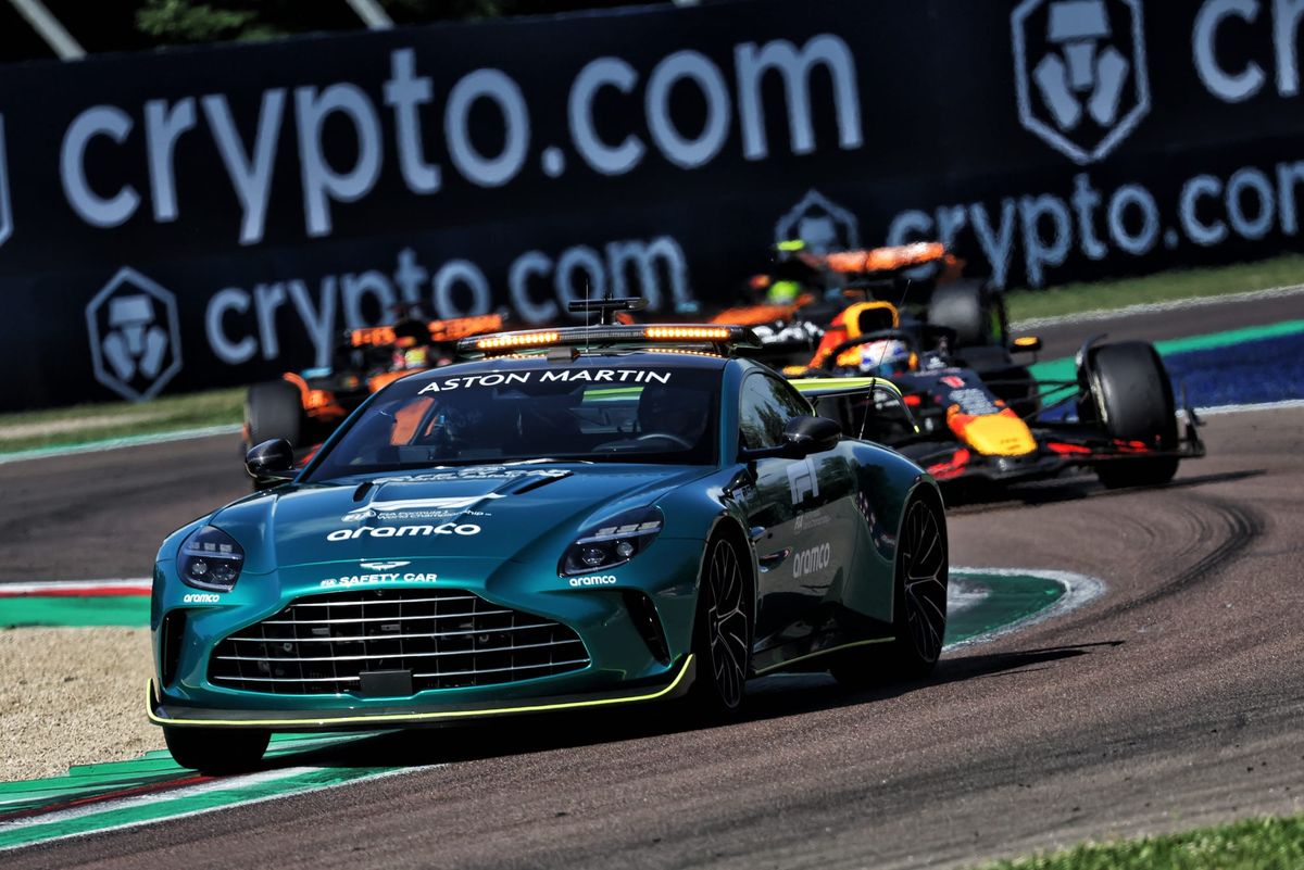 Safety car leading Max Verstappen at Imola F1 2025