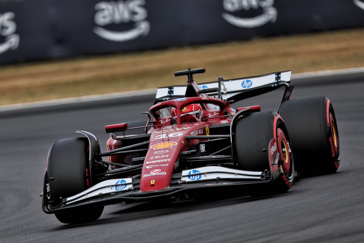 Charles Leclerc in action for Ferrari during qualifying for the 2025 F1 British Grand Prix