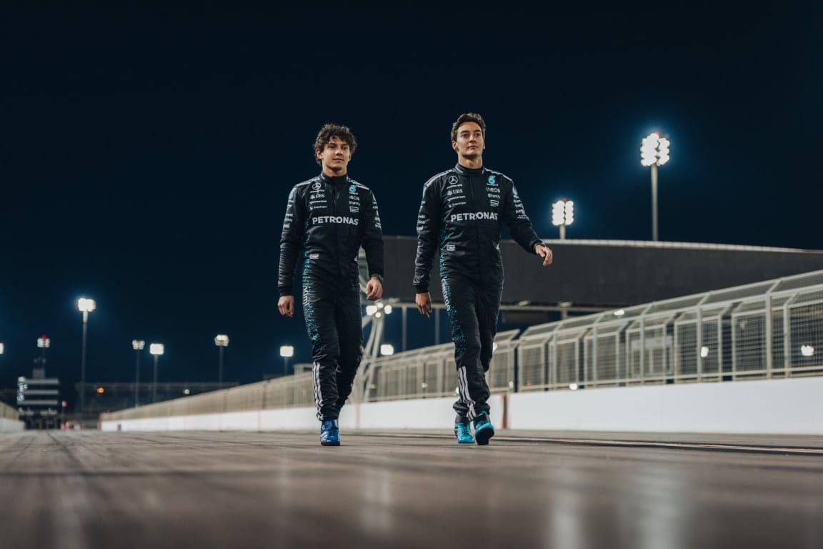 Kimi Antonelli and George Russell, Mercedes, F1