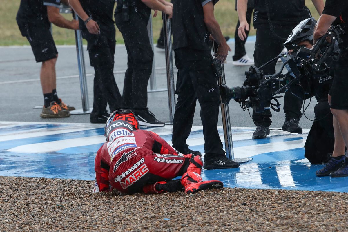Marquez wins mad Jerez MotoGP sprint despite crashing