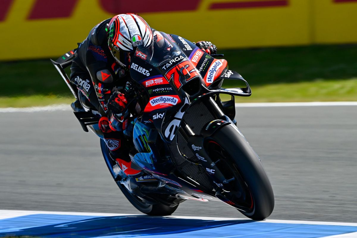 Aprilia Strong at Assen as Marquez Crashes