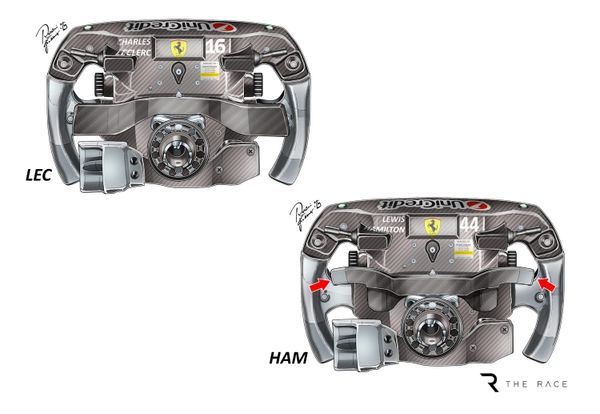 The Hamilton steering wheel changes spotted by 'nerd' Bearman